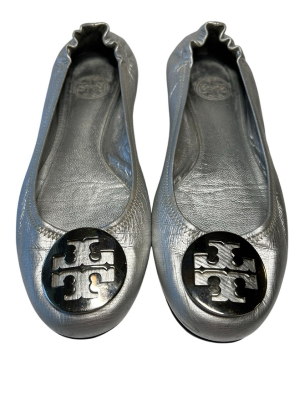 Tory Burch Reva Travel Ballet in metallic silver, travel-friendly, flexible sole - Picture 5 of 11